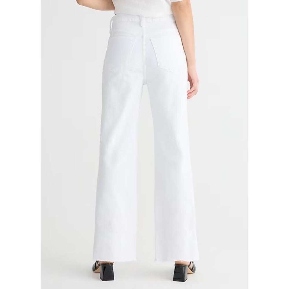 NWT J. Crew Women’s White High Rise Slim Wide Leg Denim Summer Jeans Sz 30